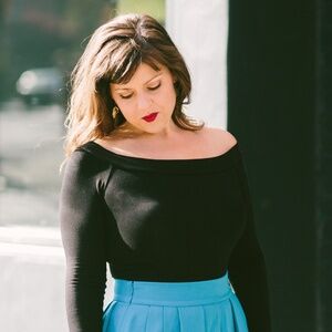 Eva Mendes for New York & Co Black Off the Shoulder Bodysuit